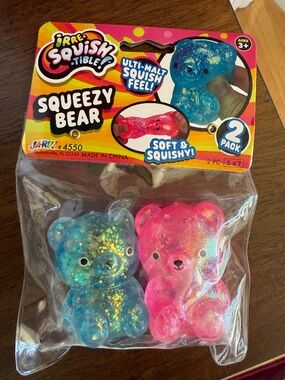 Squeezy Bear Soft and Squishy Set of 2 Pink & Blue